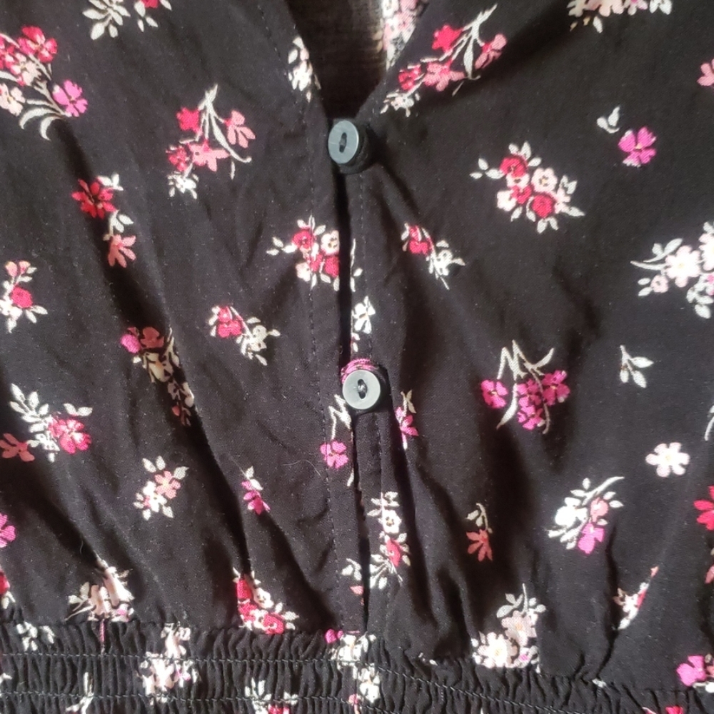 $45 Mudd | Gauzy Long Sleeve | Black Floral Top - Picture 5 of 5